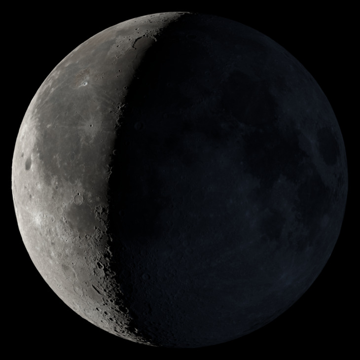 Waning Crescent, approximately 24.4 days into the lunar cycle